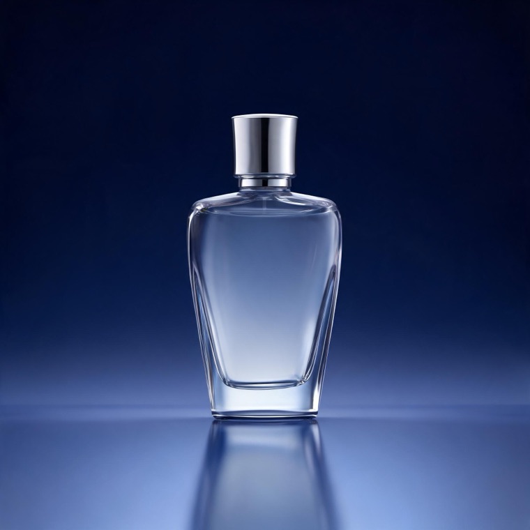 Seedream sample — Product shot of a translucent perfume bottle